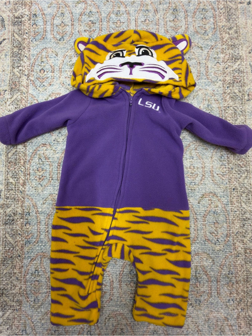 LSU Purple & Gold Tiger Fleece One-Piece for baby 3-6 months